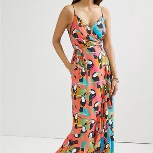 FARM Rio Asymmetrical Dress in Vibrant Orange and Blue